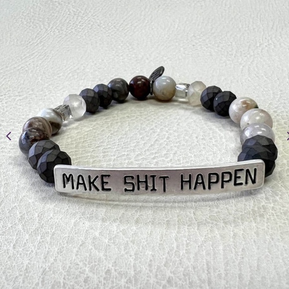 Boho “ Make sh!t Happen “ Beaded Sassy Bracelet with Crystal Beads R4A - Picture 1 of 2